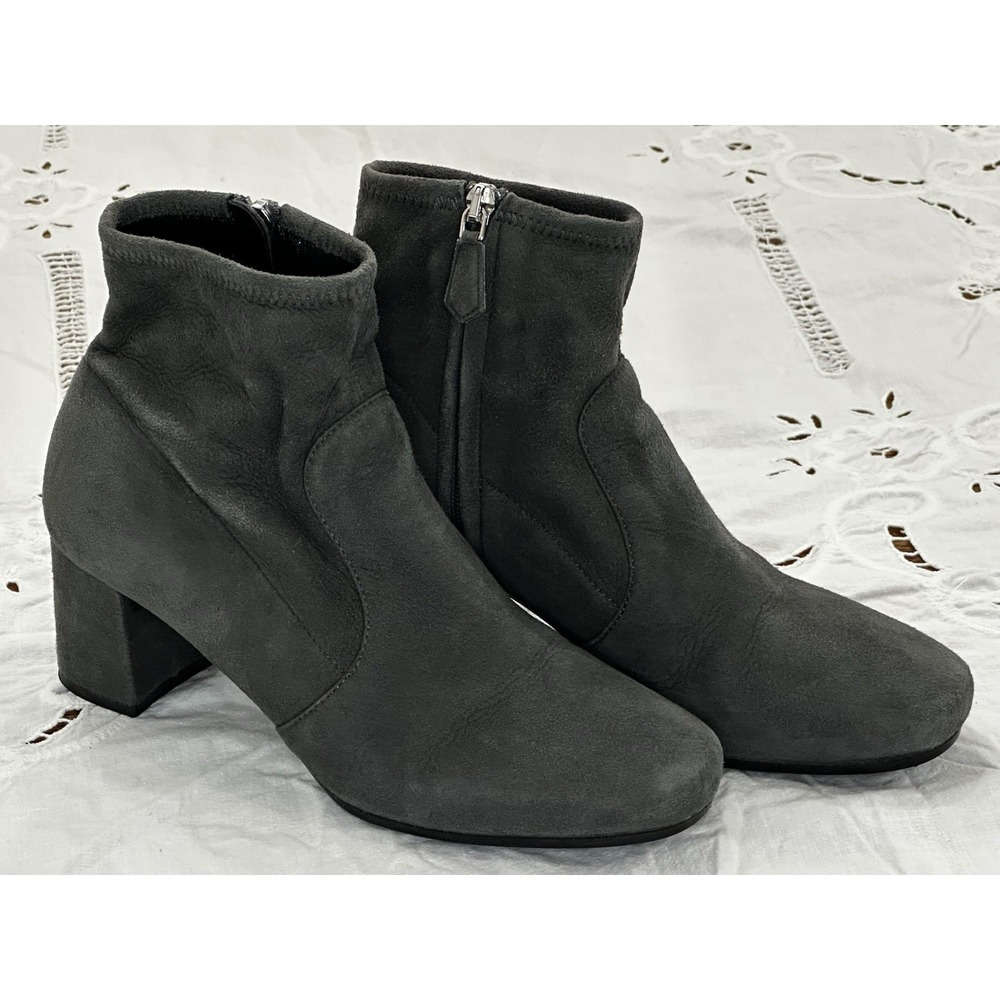 PRADA Women's Gray Suede Heeled Ankle Boots Made In Italy EU Size 37 (US 7)